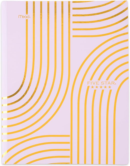 Five Star Composition Book, College Ruled Paper, 7-1/2" x 9-3/4", 80 Sheets, Hardcover, Lilac and Metallic Gold Arches (850111F-AMZ)