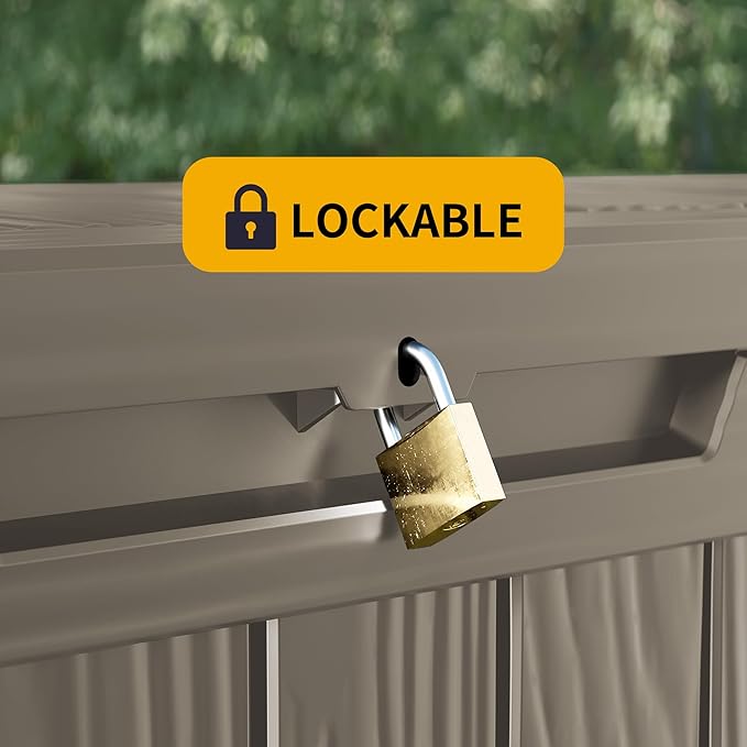 80 Gallon Outdoor Storage Box Waterproof Lockable Resin Deck Box Large, Patio Storage Bin for Pool Accessories Cushion Furniture, Garden Tools, UV-Resistant Outside Delivery Grey