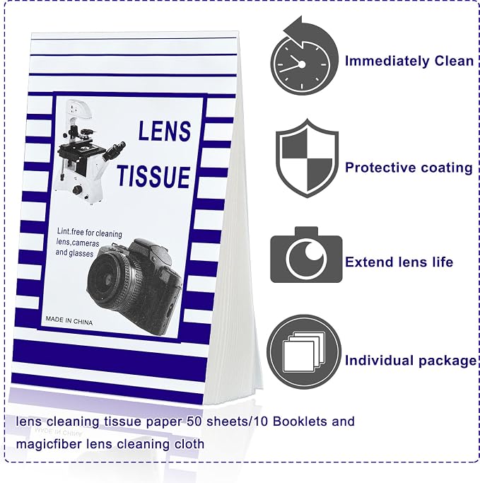 500 Pieces Lens Cleaning Paper Tissue and 2 Double Sided Cleaning Cloth-Lens - Image 2