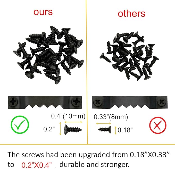 50 Pack Small Sawtooth Picture Hangers - Steel Picture Hanging Solutions with Screws, for Hanging Clock Paintings Artwork Frame Hooks (Black)