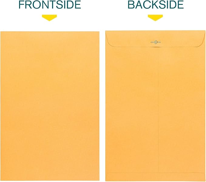 EnDoc 10 x 15 Clasp Envelopes - 100 Pack Brown Kraft Catalog Mailing Gummed Seal Envelope - 28lb Heavyweight 10x15 Inches Manila Envelopes for Home, Office, Business, Legal or School