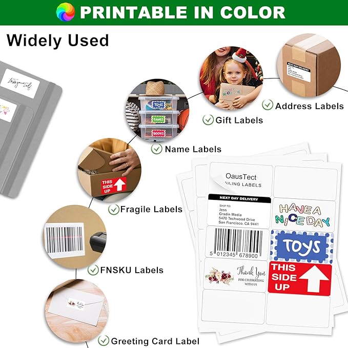 2x4 Label Stickers, 1000 Matte Printable Sticker Labels for Address Labels, Mailing Labels, Shipping Labels, Sticker Making, 8.5 x 11 Label Sheets for Lase Inkjet Printer, 10 Up Per Sheet, 100 Sheets