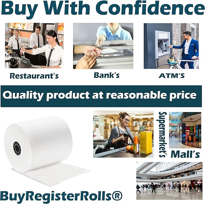 3 1/8 x 230 Thermal Paper Receipt Rolls fits all Clover POS Cash Register - Image 3