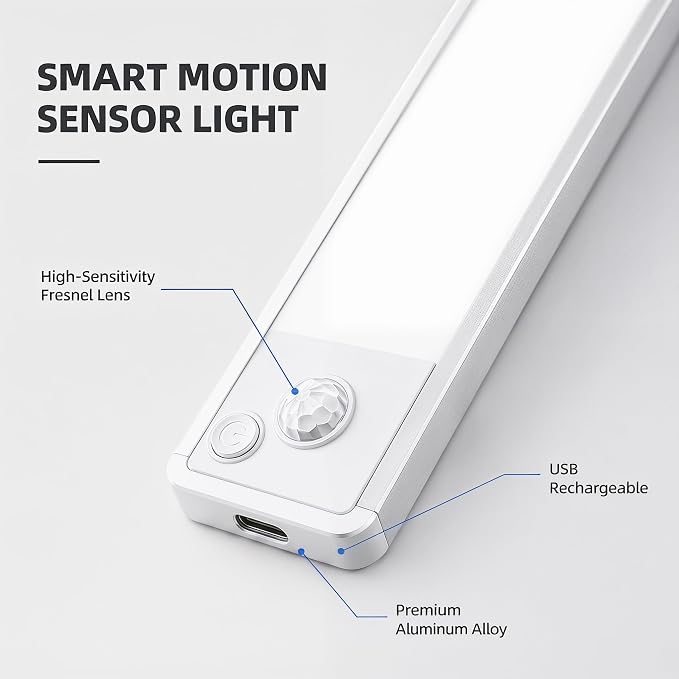Under Cabinet Motion Sensor Lighting: 10 Inch Dimmable Rechargeable Lights - Image 5