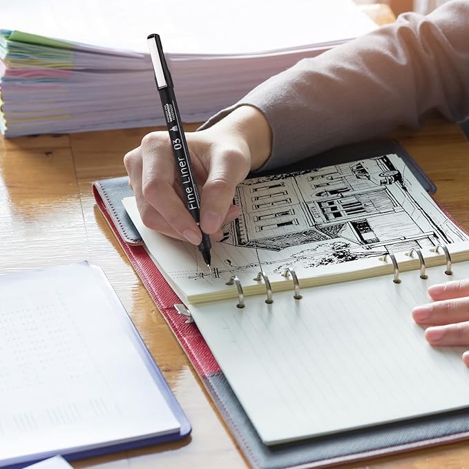 EYEYE Micro Pen Black Drawing Art Pens,6 Pack 0.25mm Archival Pen Waterproof Ink Set Artist Supplies Archival Inking Markers Sketch Outline Pens, Precision Drawing and Sketching Kit