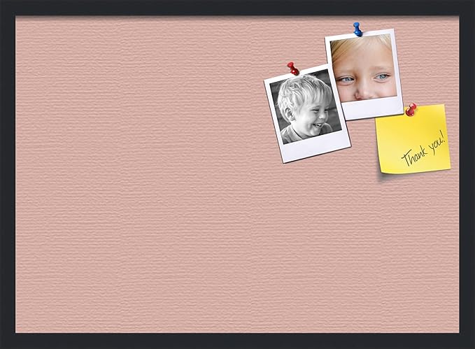 PinPix 28x20 Inch Cork Bulletin Board. This Decorative Framed Pin Board Comes with Pink Pastel Design and a Satin Black Frame. Ideal for Home Office Decor or Message Board (PinPix-1813)