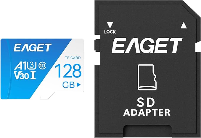EAGET 1-Pack 128GB TF Memory Card Up to 100MB/s Read by EAGET