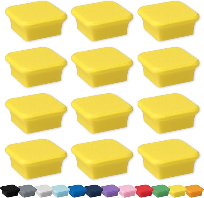 Glassboard Studio MiniBar Magnet - Strong Neodymium Rare Earth Magnets for Fridge, Whiteboard, Locker & Magnetic Glassboards - Crafting & Office Use - Strong Fridge Magnets (Sunshine Yellow, 12)