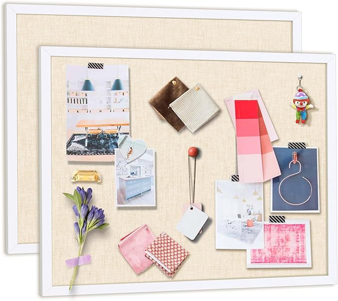 2 Pack Large Bulletin Board, 23 "x17 White Cork Boards for Walls with Frame, Pin Display Board Vision Board for Home School Office Decor
