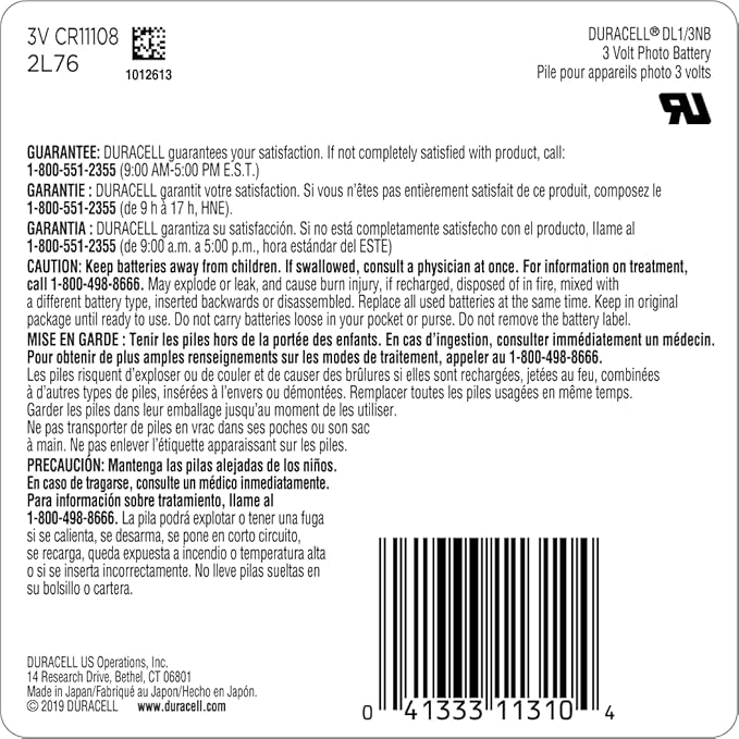 Duracell 1/3N 3V Lithium Battery, Lithium Coin Battery - Image 2