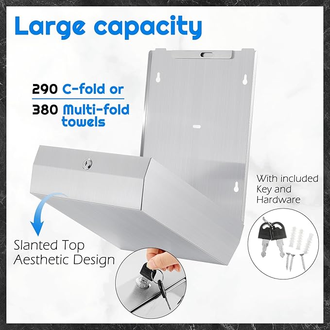 4 Pcs Commercial Sanitary Napkin Receptacle and Paper Towel Dispenser Set Include 1 Wall Mounted Tampon Holder and 1 Stainless Steel Paper Towel Holder (500 ml,Style 2)
