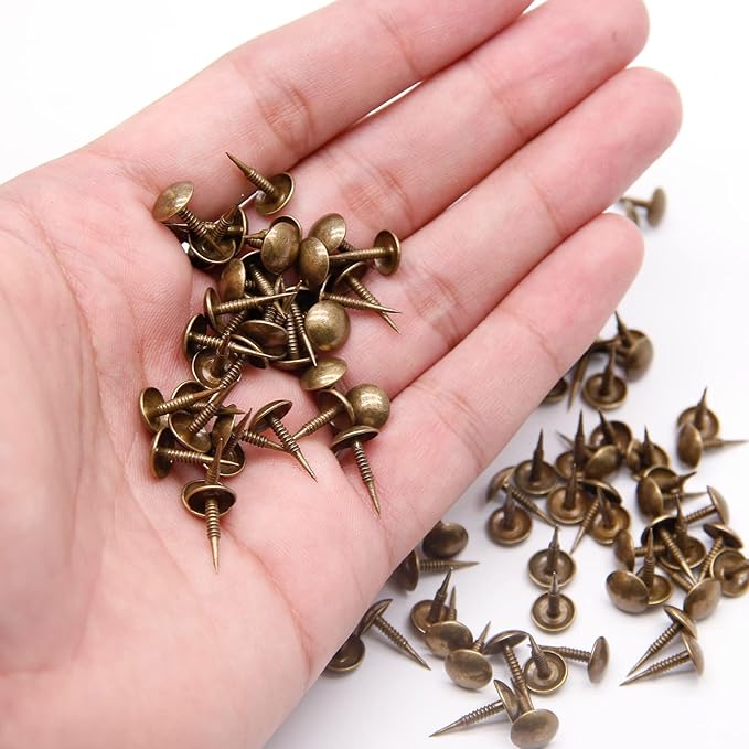Piutouyar Bronze Upholstery Tacks, Decorative Tack, Furniture Tacks Pins 8mm x 15mm / 0.31 Inch x 0.6 Inch, Upholstery Nails for Sofa, Door, Jewelry Box(100Pcs)