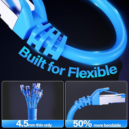 Cat6A Ethernet Cable Shielded 10Gbps 1 ft, Slim Shielded Ethernet Cable Cat 6 - Image 4