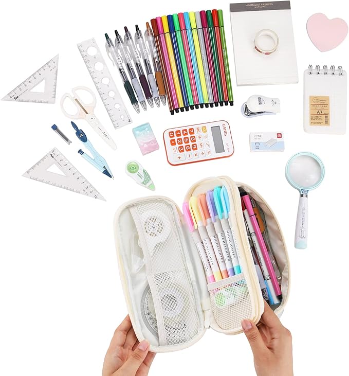 Dugio Big Pencil Case for Girls Organizer Pencil Bag with Zipper Pencil Pouch for School Teens Kids Aesthetic Large Pencil Pouch Green