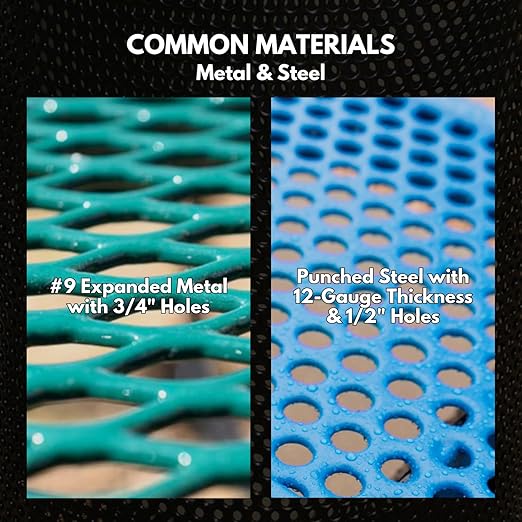 32-Gallon Heavy-Duty Punched Steel Round Trash Receptacle, Commercial Outdoor Waste Bin with Liner & Black Flat Top Lid – Made in America (Textured Gold Vein)