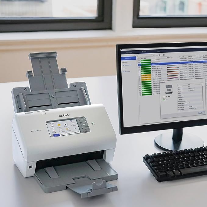 Brother ADS-4900W Professional Desktop Scanner with Fast Scan Speeds, Duplex, Wireless, and Large Touchscreen, White