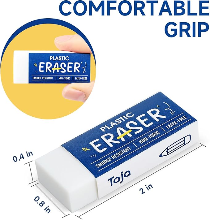 72 Pack White Erasers Bulk, Large Pencil Erasers for School, Classroom, Teacher, Homeschool, and Office Supplies