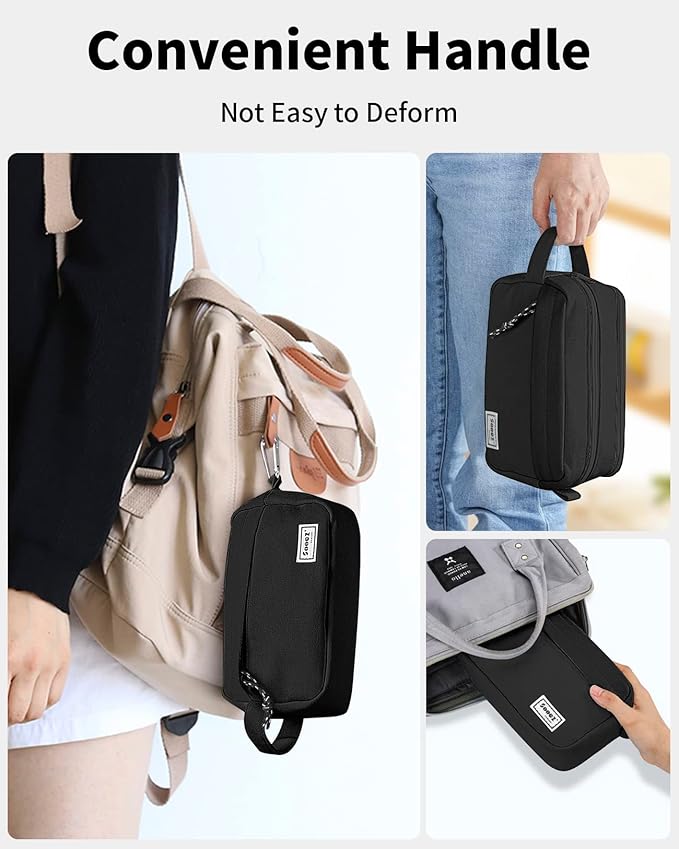 Sooez Big Capacity Pencil Case, Upgraded Canvas Pencil Pouch Large Pencil Bag Organizer, Separate Compartments Easy Grip Handle, Aesthetic Supply for School Teens Adults, Black Pen Case