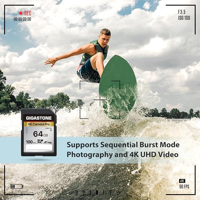 【5-Years Data Recovery】 GIGASTONE 64GB SD Card 2-Pack, 4K Camera Pro, UHS-I A1 - Image 5