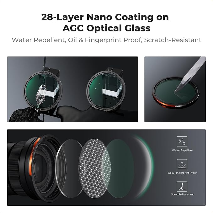 K&F CONCEPT 77mm Magnetic 1s Swap 5-Pack: CPL + VND2-32 + Black Diffusion 1/4 + - Image 4