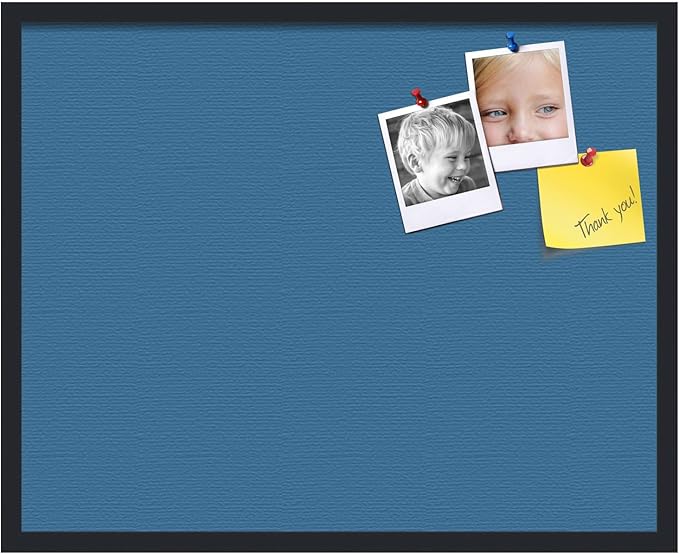 PinPix 30x24 Inch Cork Bulletin Board. This Decorative Framed Pin Board Comes with Navy Pastel Design and a Satin Black Frame. Ideal for Home Office Decor or Message Board (PinPix-1811)