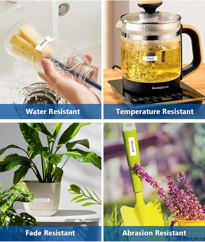 6-Pack TZ 18mm 0.7 Inch Laminated Multi Color Compatible for P Touch Label Tape TZe-141 241 441 541 641 741 for Ptouch PT-D400 PTD410 D610BT D600, Clear/White/Red/Blue/Yellow/Green