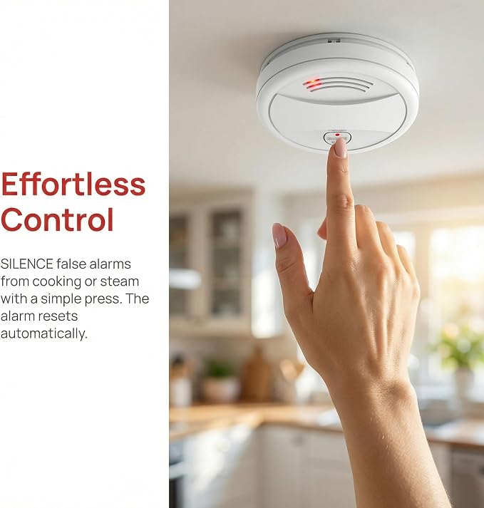 2 Pack Photoelectric Smoke Detector, 10-Year Battery Operated Fire Alarm - Image 7