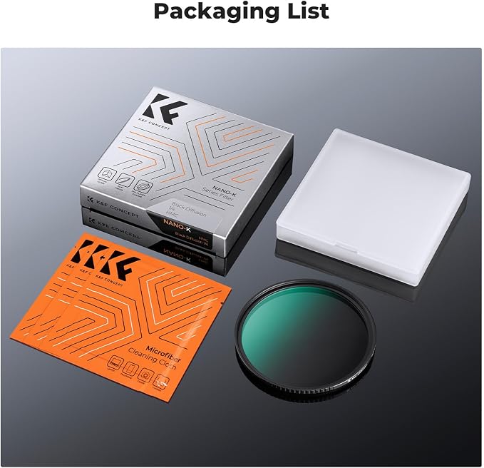 K&F CONCEPT 43mm Black Diffusion 1/4 Filter Mist Cinematic Effect Filter - Image 7