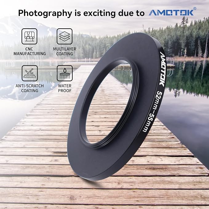 52mm Lens to 55mm Camera Lens Adapter, 52mm-55mm Filter Step up Ring Adapter - Image 2