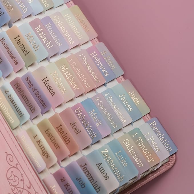 UPAFEXXI-Laminated Bible Tabs with Book Summaries(Gold Foil Embossed Lettering), Bible Tabs for Women and Men, Reposition Large Print Stickers, Easy to Read, 80Chapters Labels for Easy Navigation