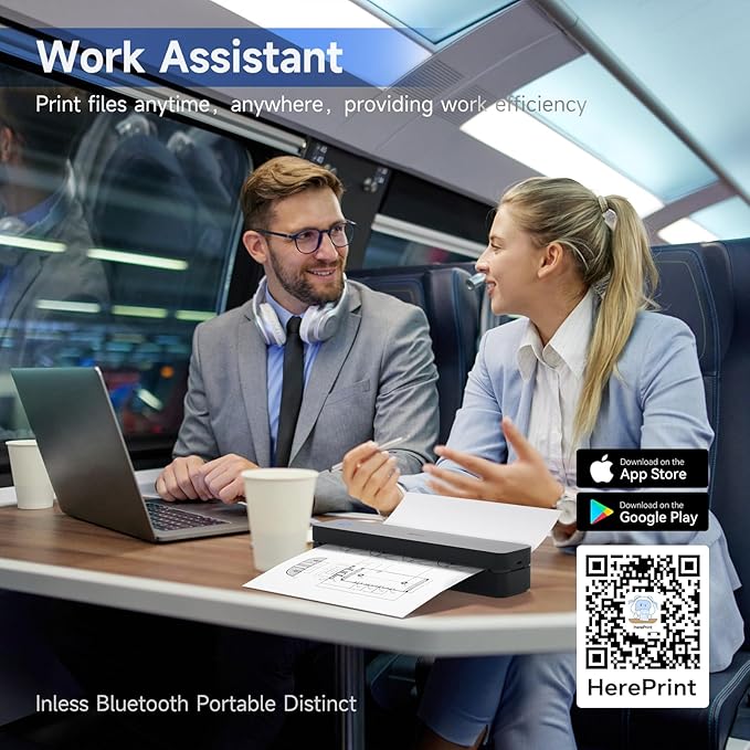 iDPRT Portable Printer Wireless for Travel - 203DPI Bluetooth Mobile Printer Support for 8.5"x11" US Letter, Inkless Compatible with iOS, Android, Laptop for Office, Car and Home, School