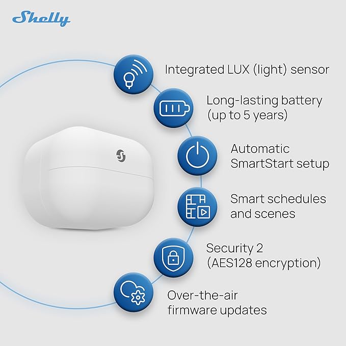 Shelly Wave Motion US LR, Z-Wave Long Range Motion & Lux Sensor, Compatible - Image 3