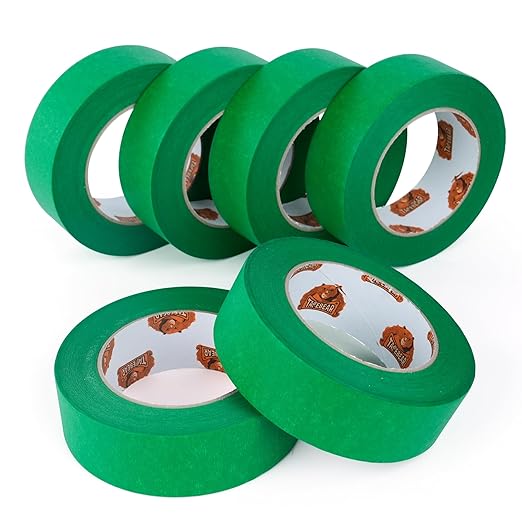 Green Painters Tape Multi-Surface Masking Tape 1.41 inch x 60 Yard, Indoor and Outdoor Painting Tape, Residue Free Easy Removal with Sharp Lines, Paint Tape for Walls, Auto, Home, 6Rolls