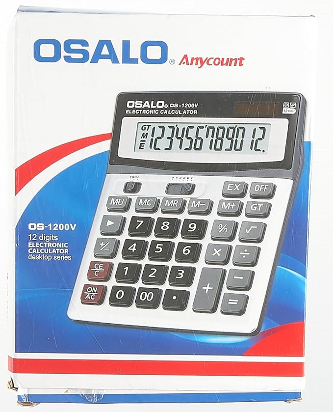 OFFIDIX Large Key Dual Power Electronic Calculator, Portable 12 Digit Large LCD Display Desk Calculator for Daily and Basic Office