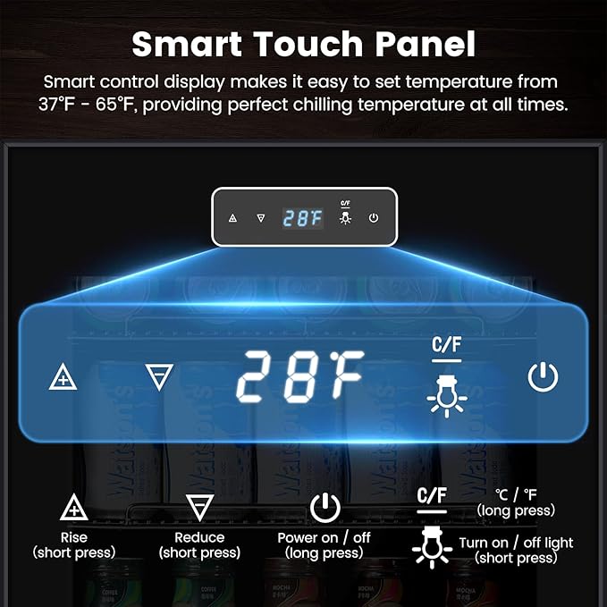 17 Inch Black Beverage Refrigerator Cooler, 96 Cans Mini Fridge with Glass Door&Lock, Beer Fridge for Soda Water or Wine, Drink Refrigerator for Home Office Bar Bedroom