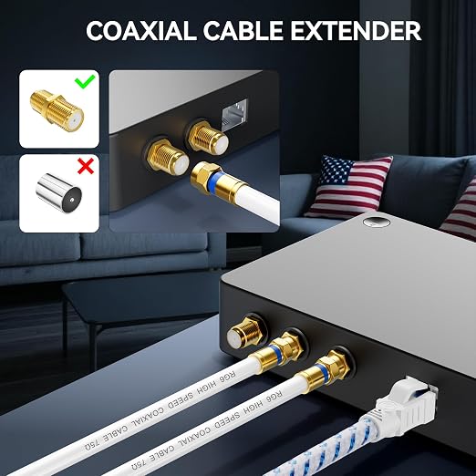Coaxial Cable 1.5ft 5Pack, RG6 Coax Cable Cord Extender - Image 4