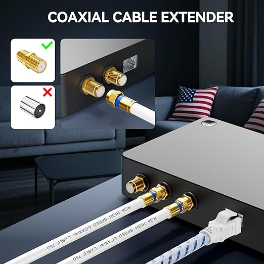 Coaxial Cable 3ft/6ft/10ft/15ft/25ft/50ft/60ft/75ft/100ft, RG6 Coax Cable - Image 4