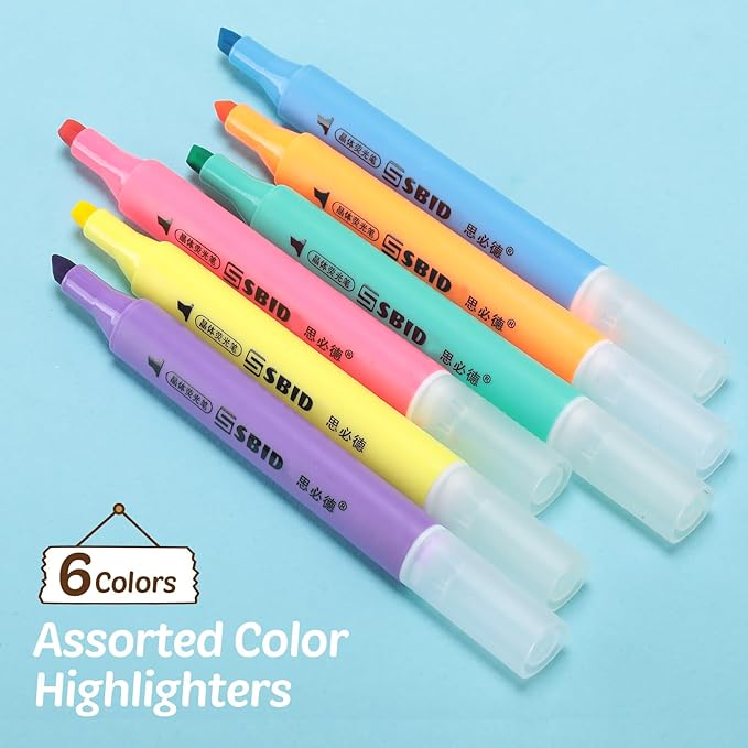 120 Pcs Highlighters Bulk 6 Assorted Colors Chisel Tip Pack Highlighter Set Fluorescent Highlighters Quick Drying Highlighter Markers Pens for School Classroom Office Home