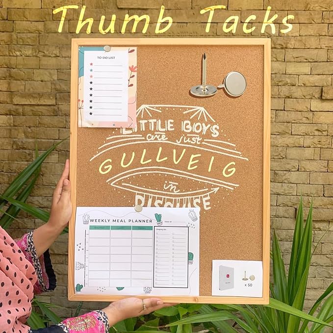 Gullveig Golden Push Pins and Thumb Tacks: Heavy Duty Flat Upholstery, Long Carpet Tacks, and Decorative Nails for Wood and Fabric, 50 Count