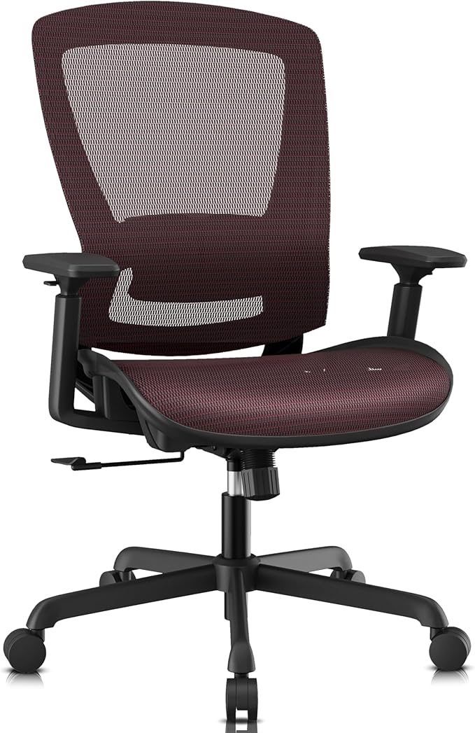 ELABEST T96 Mesh Office Chair,Ergonomic Computer Desk Chair,Sturdy Task Chair- Adjustable Lumbar Support & Armrests,Tilt Function,Comfort Wide Seat,Swivel Home Office Chair