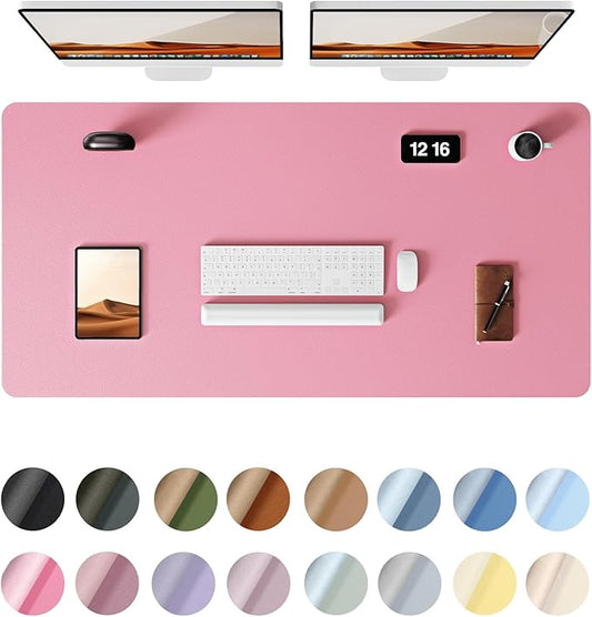 YSAGi Leather Desk Protector, Office Mat, Large Mouse Mat, Non-Slip PU Leather Blotter, Laptop Desk, Waterproof Writing Pad for Office and Home (Pink, 47.2" x 23.6")
