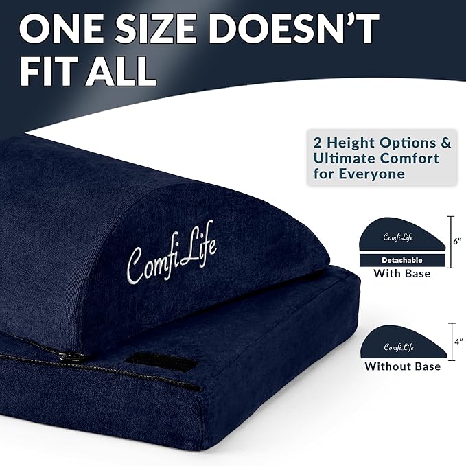 ComfiLife Foot Rest for Under Desk at Work – Adjustable Desk FootRest for Office Chair, Gaming Accessories – Ergonomic Teardrop Design for Back, Hip & Leg Pain Relief – 100% Memory Foam (Navy)