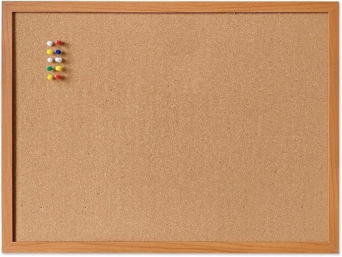 Cork Bulletin Board for Wall - 24” x 18” Bulletin Board Cork Board Wall Mounted Wood Frame Message Board pin Board for School,Office and Home