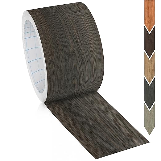 GSCIT Club Wood Grain Repair Tape, 2.4 inch X 250ft Self Adhesive Black Walnut Grain Repair Patch for Tables, Chairs, Baseboards, Doors, Windows, Floors, Handicraft DIY.