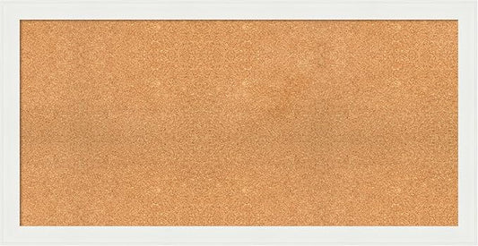 Amanti Art Natural Cork Board for Wall, 25x49 Vision Board with White Frame, Oversize Corkboard Office Decor for Home Organization, Casual Corkboard Pinboard to Display Items for Home Organization in