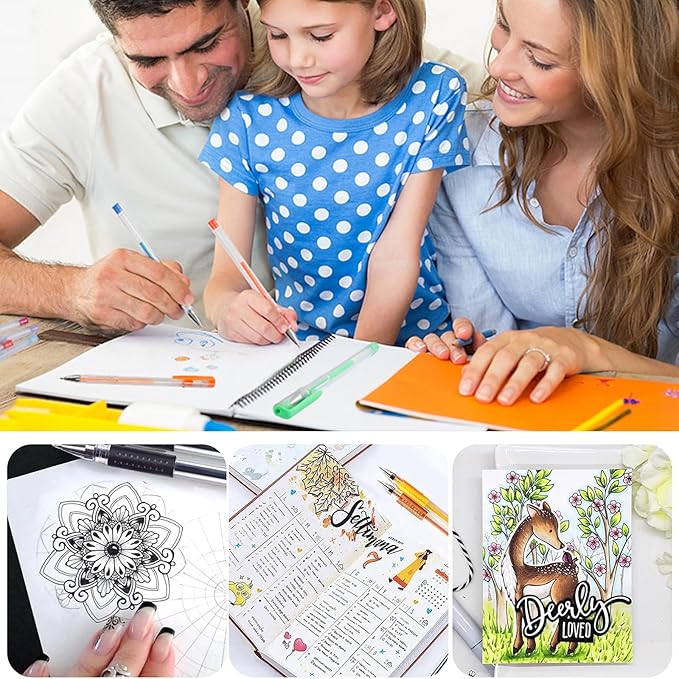 Neon Gel Pens for Coloring Book,72 Color Gel Pens Set including 24 Color Gel Pen with 48 Refills,40% More Ink Colored Gel Pens for Drawing, Doodling, Scrapbook, Journaling