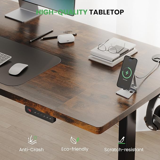 SIAGO Electric Standing Desk Adjustable - 55 x 24 Inch Sit Stand up Desk with Cable Management - 3 Memory Preset Adjustable Height Table