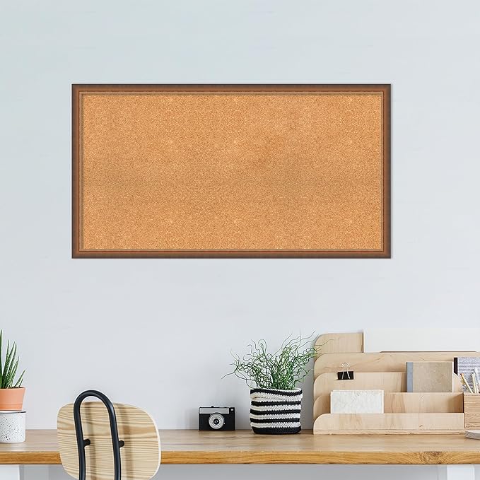 Amanti Art Natural Cork Board for Wall, 24x44 Vision Board with Bronze Frame, Oversize Corkboard Office Decor for Home Organization, Modern Corkboard Pinboard to Display Items for Home Organization