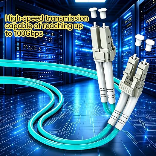 LC/UPC to LC/UPC Fiber Patch Cable 1M, OM3 Multimode Duplex Fiber Jumper - Image 2