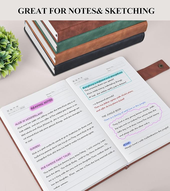 365 Page Thick Lined Journal Notebook for Men Women, A4 Large Leather Journals for Writing, Hardcover Notebooks for Work, School, Note Taking, Business, Travel Diary, College Ruled 8.5" x 11"